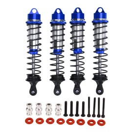 4PCS RC Shock Absorbers for 1/10 RC Cars, Aluminum Alloy Front Rear Dampers with Adjustable Threaded Body, Replacement Part for Off Road Stability (Blue)
