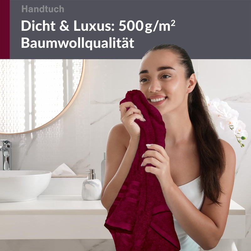 Lashuma Cotton Hand Towel 50 x 100 cm in Cherry