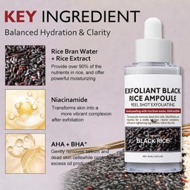 Peel Shot Glow Rice Ampoule Duo, Black Rice Ampoule,Exfoliating Toner For Face,Gentle Soft Facial Scrub Exfoliator, Moisturizing & Pore Minimizer,Blackhead Remover for All Skin Types