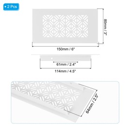 PATIKIL 6 x 3 Inch Door Air Vent Cover, 2 Pcs Heavy Duty Aluminum Grille Ventilation Cover Louvered with Mounting Screws for Cabinet Wardrobe Door, White