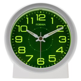 Formia(フォルミア) Table Clock Alarm Clock Easy to Read Continuous Second Hand Electronic Sound Light-Collecting Dial Analog Pearl White HT-A049W-WH