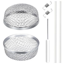 Donext 2 Pieces RV Furnace Vent Cover, Anti-Flying Insect Net with Installation Tools and Silicone Rubber, 2.8 x 1.3 Inch Stainless Steel Mesh, for RV Refrigerator Vents RV Water Heater, Silver