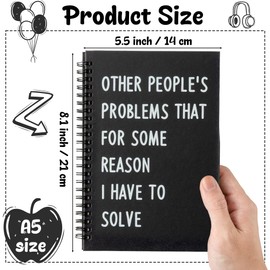 GioXtra Funny Office Notebook - 4Pcs Humorous Work Quote A5 Spiral Notebook Black Hardcover Diary Notepad for Office Coworker White Elephant Gift College Student Reward Gag Gift Birthday Favor Supply