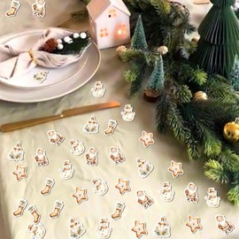 200Pcs Christmas Boho Bohemian Confetti Vintage Snow Christmas Candy Tree Pattern Boho Christmas Table Decorations Retro Boho Confetti for Christmas Holiday New Year Eve Table Decoration Supplies