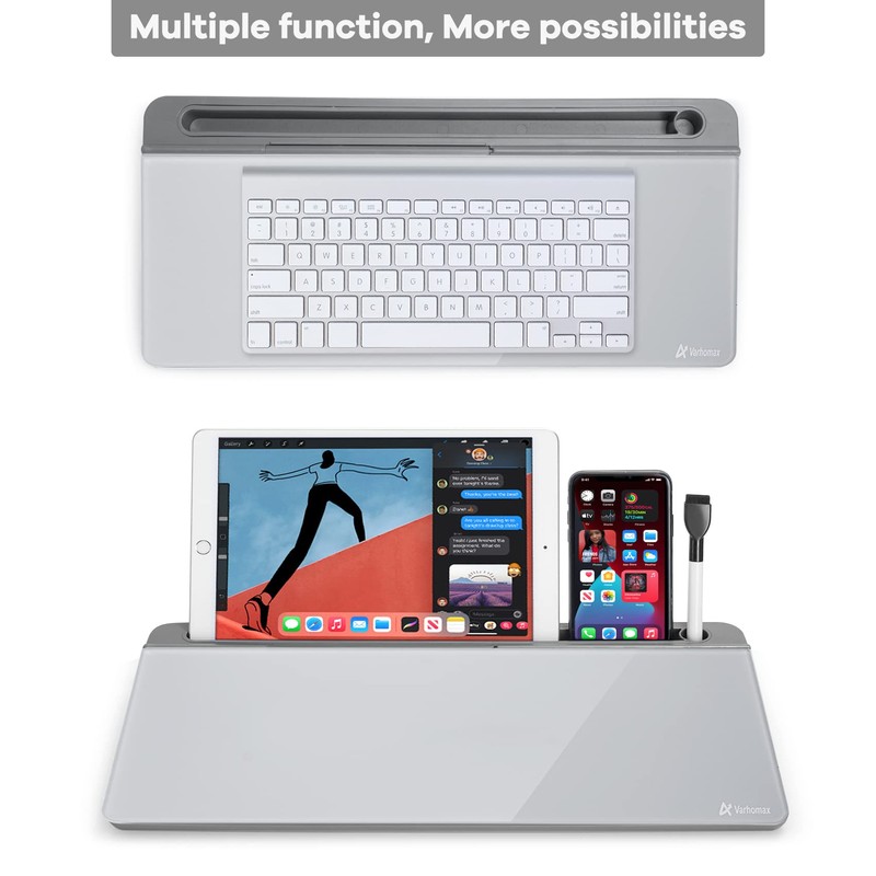 Varhomax Glass Desk Whiteboard with Storage, Desktop Organizer to-do List