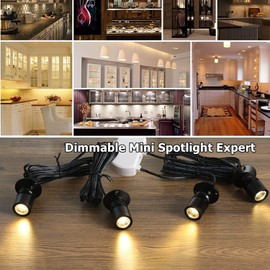 Jorunhe 1.5W LED Mini Surface Mounted Light Jewelry Cabinet Lamp Spotlight with Online PWM Dimmer(Pack-6,Warm White 3000k)