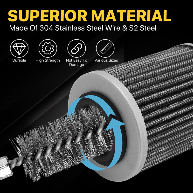 Lainballow 22 Pcs Stainless Steel Wire Brush, Twisted Wire Bore