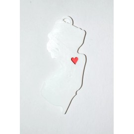 NEW JERSEY STATE OUTLINE TRENTON RED HEART CUTOUT HANGING ORNAMENT USA PR244-NJ