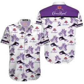 Crown Fan Hawaiian Shirts for Men and Women, Tropical Summer Beach, Crown Lovers Button Shirt, Holiday Shirt White - Purple