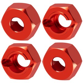 QUE-T Aluminium Wheel Hex Hub Adapter Upgrade for 1/18 HPI Venture HILUX RC Crawler Car (Red)