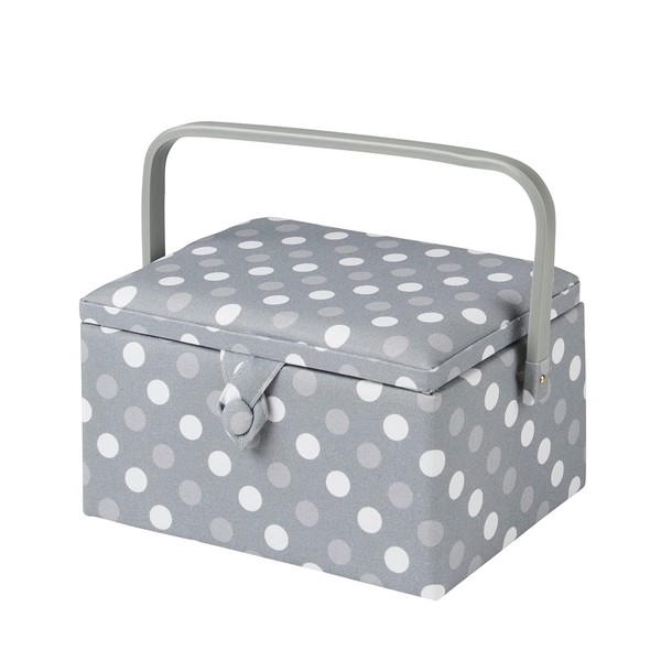 Sewing Online Medium Sewing Box,Grey Spot Fabric | 26 x