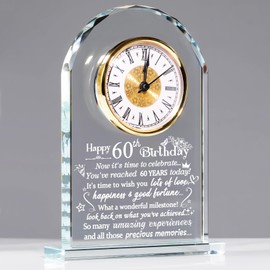Ornalrist Happy 60th Birthday Quartz Clock Gifts for Women, 60 Years Old Birthday Gifts for Couple Parents, 60th Birthday Presents for Her, 60 Years Old Birthday Blessing Decoration