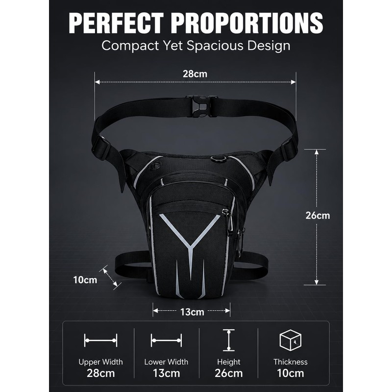 CYOUYDFC Men's Hard Shell Drop Leg Bag, Waterproof Motorcycle Thigh