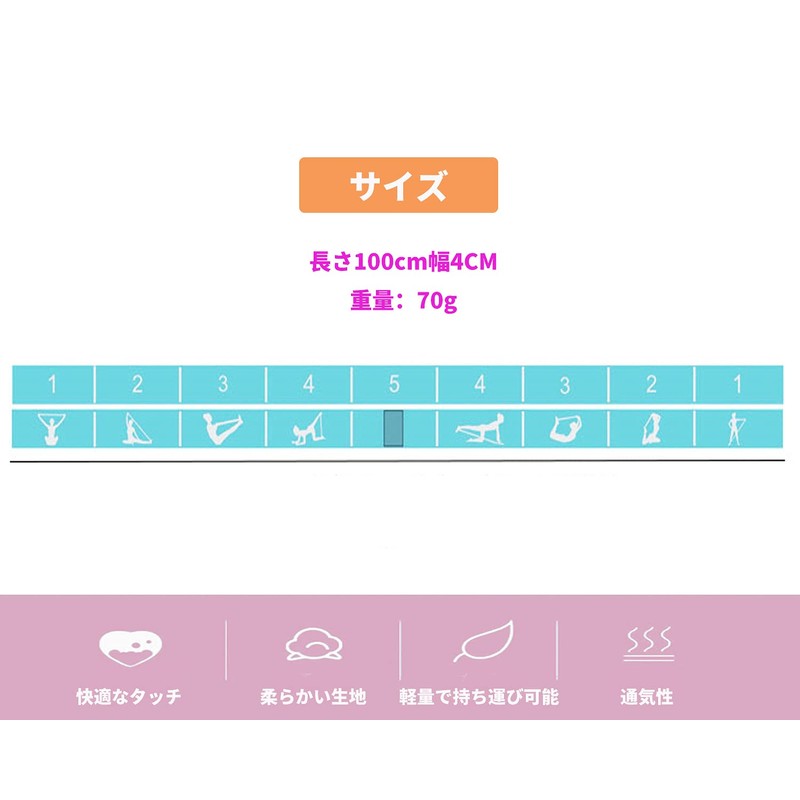 バレエストレッチバンド トレーニング 9レベルの強さ ループバンド ストレッチ用品 ダンサー バレリーナ チアリーダー 体操 ピラティス