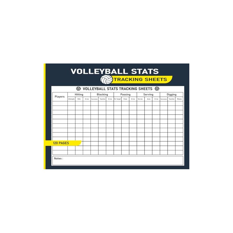 Volleyball Stats Tracking Sheets: Track Match Scores, Player Skills, and