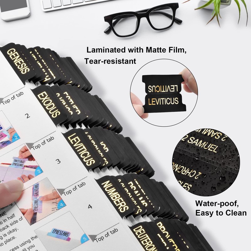Gold Foil Bible Tabs for Men and Women, 100 PCS