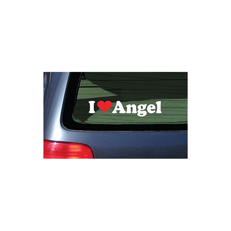 I Love Angel Vinyl Decal - White with A Red