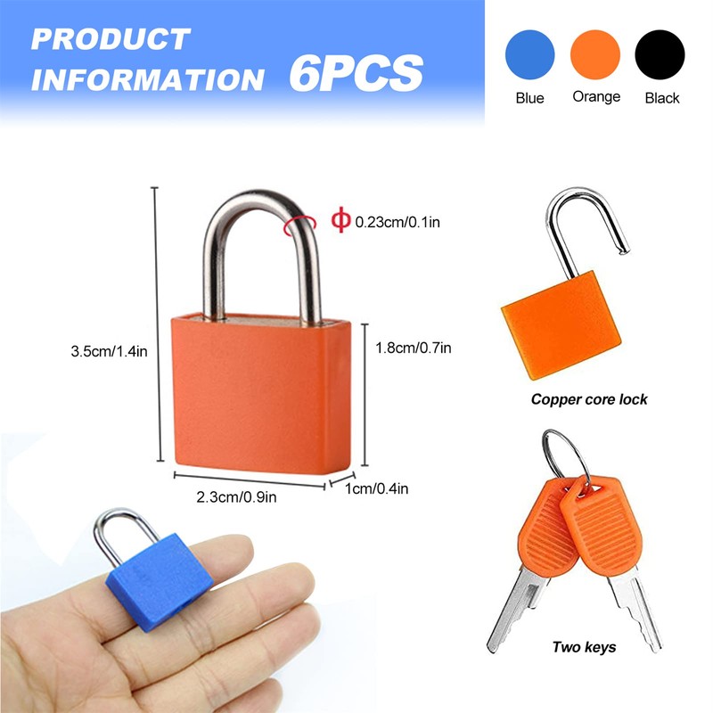 Suitcase Lock with Key, 6 Pack Small Luggage Locks and