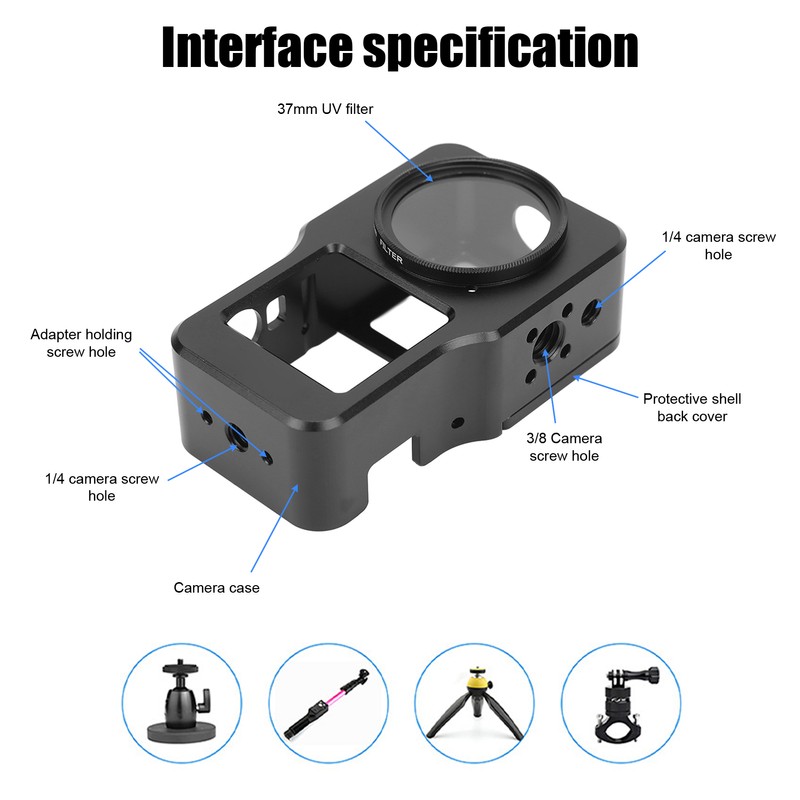 Action Camera Frame Cage Aluminum Alloy Camera Protecticve Cage Cover