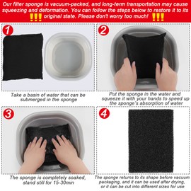 Honoson 4 Pack Aquarium Bio Sponge Filter Media Pad Cut to Size Filter Foam Sponges Open Cell Foam Sheet for Aquarium Fish Tank Sump Ponds Hydroponics(8 x 4 x 1 Inch,Black)