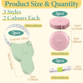 LXBCTOP Pack of 6 Tape Measure Body, Soft Tape Measure Body, Retractable Body Measuring Tape for Measuring Length Chest Waist etc., 150 cm/59 Inch Tape Measure Sewing Accessories for Craftsmen Tailors