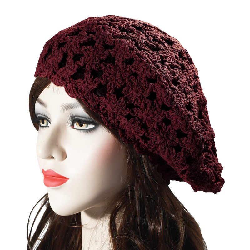 ZLYC Women's Beret Beret Hat, burgundy