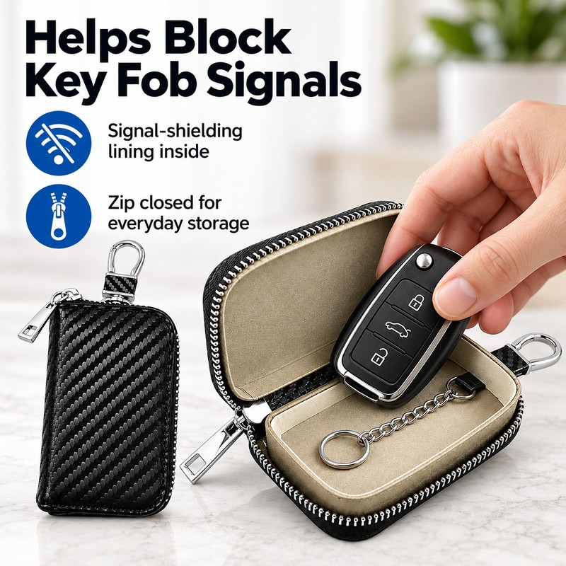 Car Key Fob Faraday Pouch – Signal-Blocking Case with PU