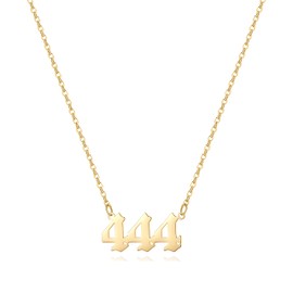 Aimber 444 Necklace,Angel Number Necklace for Women(Gold,444)