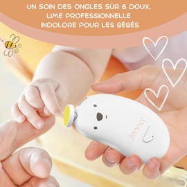 Jenna® New Electric Baby Nail File with 6 Adaptable Tips | Painless Baby Nail Cutter Accessory for Newborn Babies | Low Noise Integrated Light | Baby Care Kit (White)