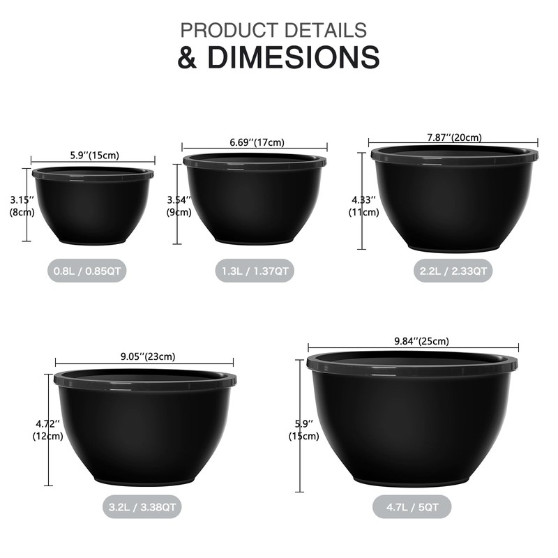 Greentainer Plastic Mixing Bowls with Lids Set for Kitchen, Nesting