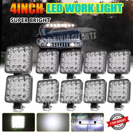 Colight 10PCS 4"inch LED Work Lights Spot Flood Offroad Fog Lamp For 4WD ATV SUV Truck