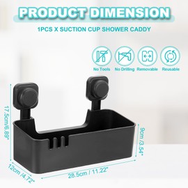 uxcell 1Pcs Suction Cup Shower Caddy, 11 x 7 Inches Suction Cup Shower Organizer Shelf Wall Mount Dispenser Rack Storage Shelf for Bathroom Kitchen, Black