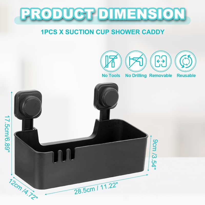 uxcell 1Pcs Suction Cup Shower Caddy, 11 x 7 Inches