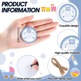 Maitys 60 Pcs Cielito Lindo Gift Tags for Baby Shower Dusty Blue Thank You Tags with String for Mexican Themed Party Cielito Lindo Baby Showers Birthdays Favors