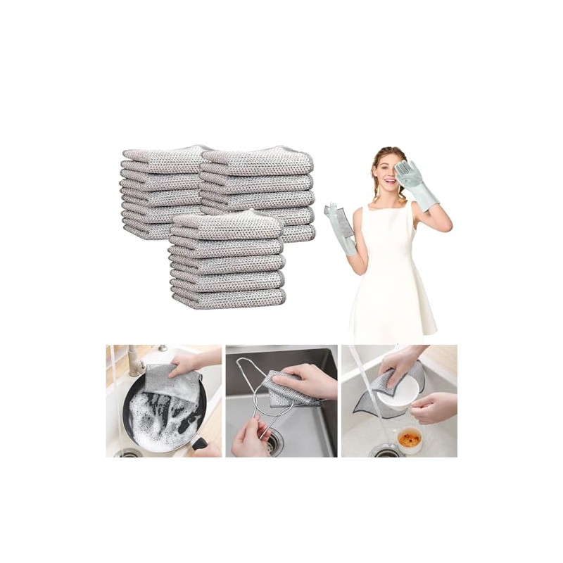 15 PCS Trapos de Limpieza de Doble Capa de Alambre