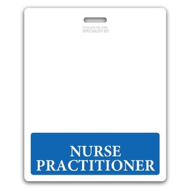 Oversized Nurse Practitioner Badge Buddy Horizontal - Extra Large Badge Buddies Role I’D Backer Card for Nurses - Wear with Existing I'd Holder - 3 3/8 X 4 1/8 - USA Printed by Specialist ID (Blue)