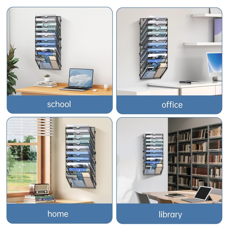 JMHUD 10 Tier Wall Hanging File Organizer, Paper Folder Holder
