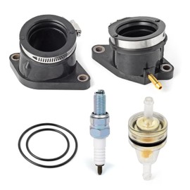 Intake Manifold Carburetor Boot L & R + Spark Plug Compatible with Yamaha Raptor 660 660r 2001 2002 2003 2004 2005 5LP-13596-01-00 5LP-13586-01-00