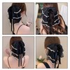 Pearl Layered Bow Claw Clips for Women Girls Bowknot Hair