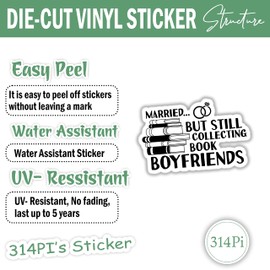 314PI Married But Still Collecting Book Boyfriends Sticker, Bookish Sticker, Water Assistant Sticker for Laptop Phone Water Bottle, Kindle Sticker, Bookish Gift for Book Lover (Size 5")