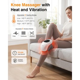 Cordless Knee Massager with Heat & Red Light Therapy, 3 Heat & 3 Vibration Modes, LED Touch Control, Adjustable Straps, Portable Heated Knee Wrap for Joint Relief, Ideal Wellness Gifts for Men & Women