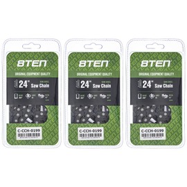 8TEN Semi Chisel Chainsaw Chain 24 Inch .050 3/8 81DL For Echo CS-600P Jonsered 2260 Craftsman Pro-55 (3 Pack)