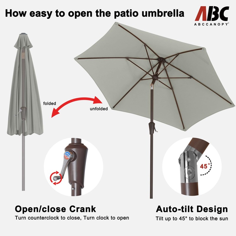 ABCCANOPY 7.5FT OutdoorPatio Umbrella, UV Protection Table Umbrella w/Crank for