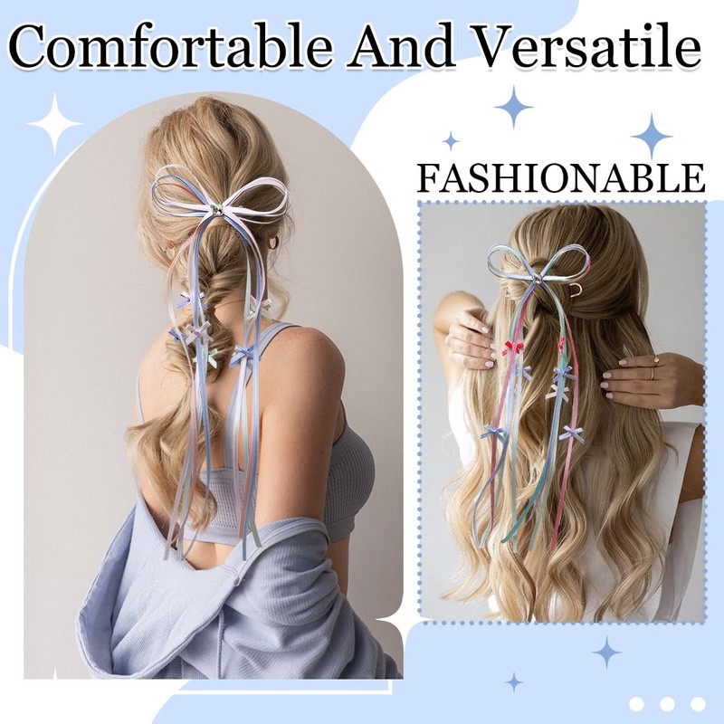 Haarschleifen Damen Haarspangen mit Schleife Lange Bander, 2 Stück, Elegante