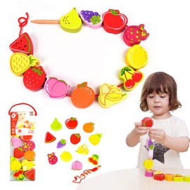 Classic World - Classic World World wooden threading beads, fruit, 13 pieces.