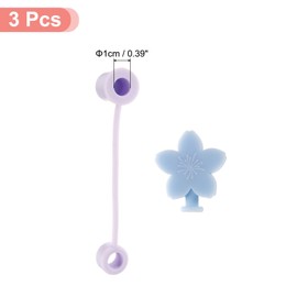 uxcell 3pcs Light Blue Cherry Blossom Silicone Straw Cover Cap for Water Cup with Straw.10mm/0.4in Dust-Proof Reusable Straw Tips Lids.