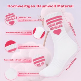 SummitEdge Favourite Person Gift Socks, Gifts for Women, Girlfriend, Partner, Tennis Socks, Women's 39-42 Cotton Socks, Heart Socks, Birthday Gift for Women, Pink stripes, One size fits all
