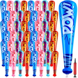 WILLBOND 48 Pcs 20 Inch Inflatable Baseball Bat Bulk Baseball Party Favors Operation Christmas Decorations, Inflatable Toys Blow up Bat with 1 Pump for Sports Theme Supplies Carnival Prizes, 4 Colors