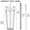 ALINK Bubble Tea Cup, Drinking Cup with Lid and Straw,