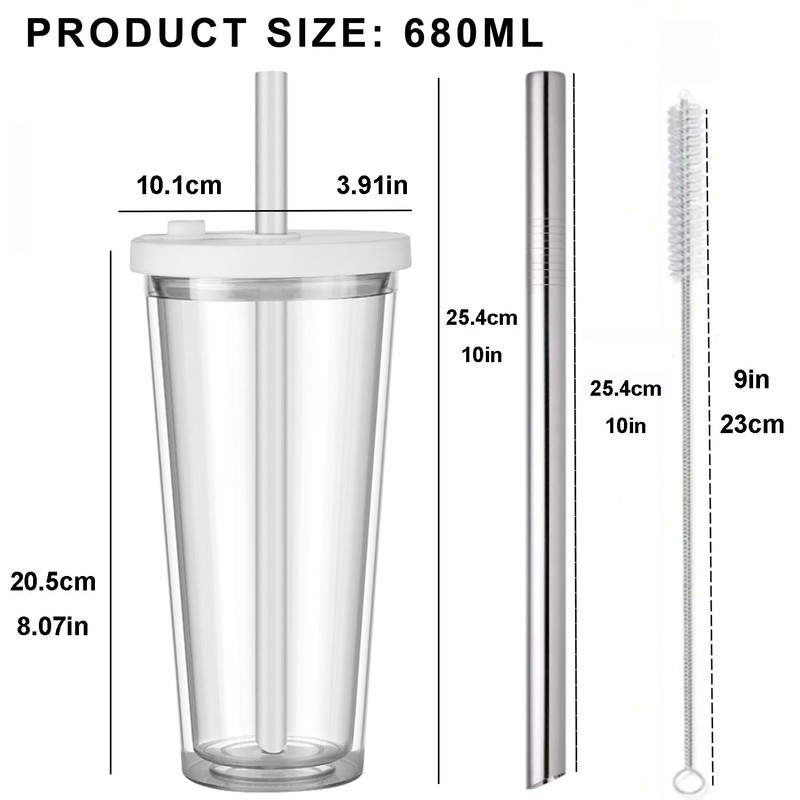 ALINK Bubble Tea Cup, Drinking Cup with Lid and Straw,